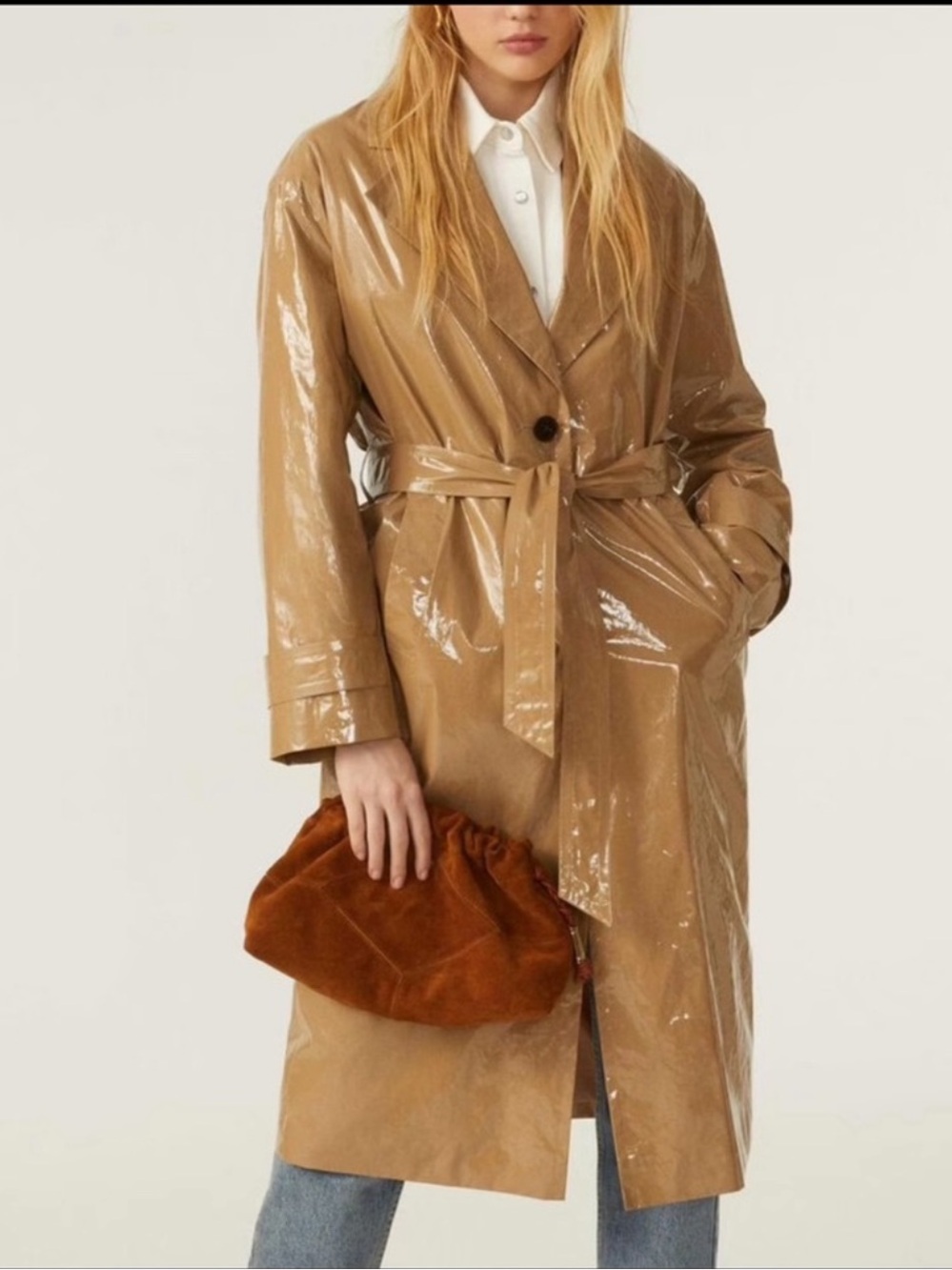NWOT Ba&Sh CAL Faux Patent Leather Trench Coat